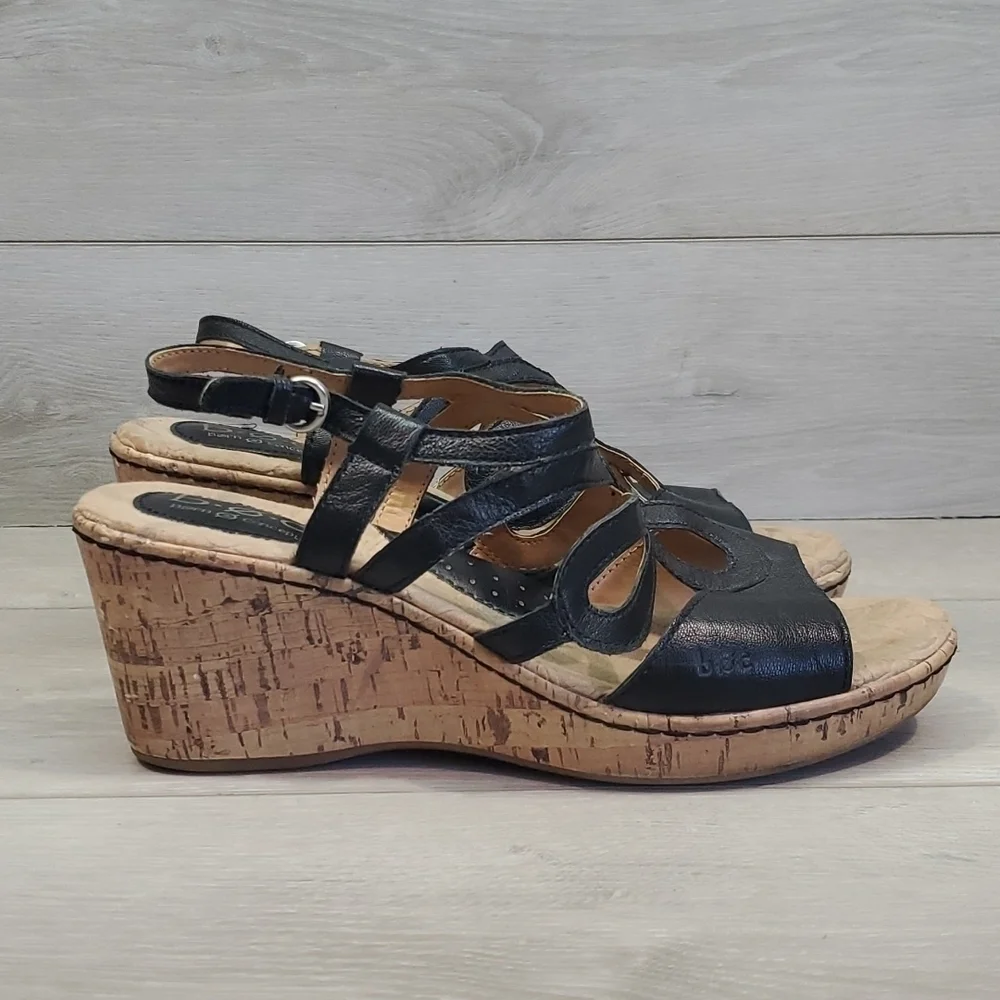 B.O.C Born Women Jalina Cork Wedge Ankle Strap Comfort Slide Sandals shoes sz 9M